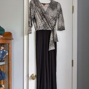 Lady jumpsuit black and animal print